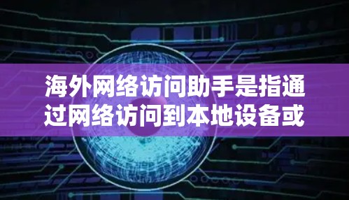 海外网络访问助手是指通过网络访问到本地设备或服务的工具或服务。以下是一些常见的帮助